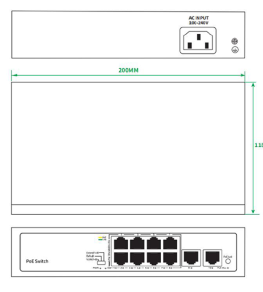 POE-коммутатор Tiandy TC-P3S010 Spec:F/0820/AT/90