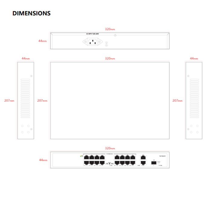 PoE-коммутатор Tiandy TC-P3S019 Spec:H/1621/AT/180