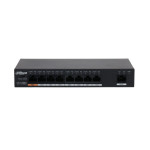 PoE Коммутатор Dahua DH‑PFS3009‑8ET1GT‑96‑V2 — 9‑порт (8×100M, 1×Gigabit), Hi‑PoE 60 Вт, бюджет 96 Вт