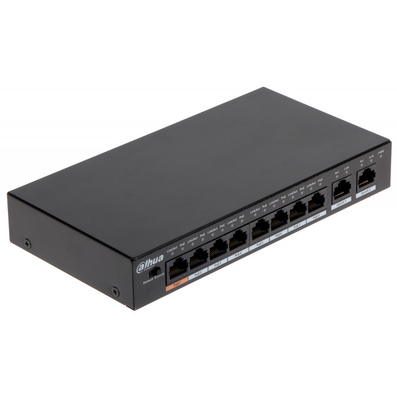 POE коммутатор Dahua DH-PFS3010-8ET-96 (810/100Mbps PoE ports, 210/100/1000Mbps ports)