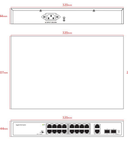 PoE-коммутатор Tiandy TC-P3S020 Spec:G/1622/AT/180
