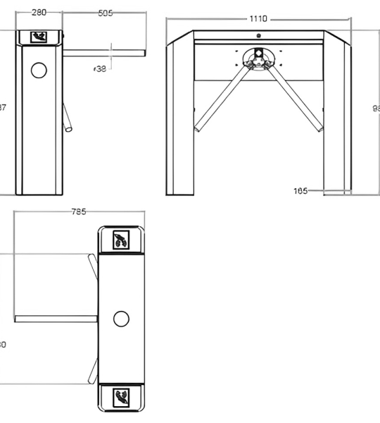 Турникет ZKTeco TS2000 Pro Drop Arm Tripod Turnstile