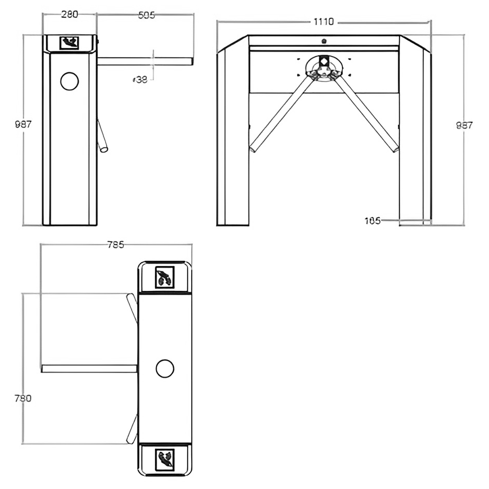Турникет ZKTeco TS2000 Pro Drop Arm Tripod Turnstile