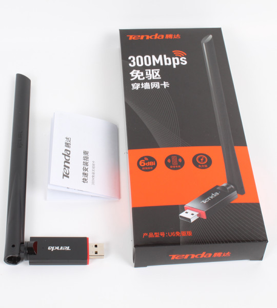 Wi-Fi адаптер Tenda U6 300Mbps — мощная внешняя антенна 6dBi, USB адаптер для ПК и ноутбуков