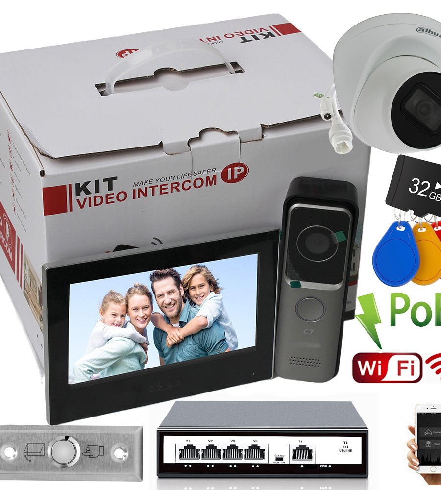 IP видеодомофон Dahua DHI‑KTW02 (Kit) 4‑канальный, PoE