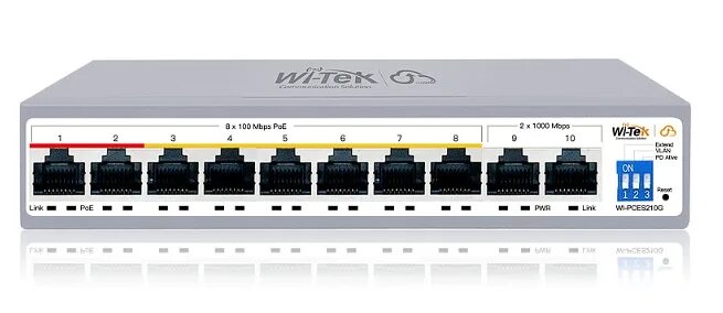 Коммутатор PoE Wi-Tek WI-PCES210G 8PoE+2Uplink 100Mbps