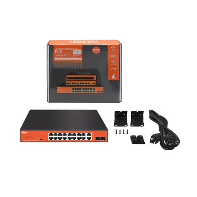 Коммутатор PoE Wi-Tek WI-PS318GFH 16GE+2SFP