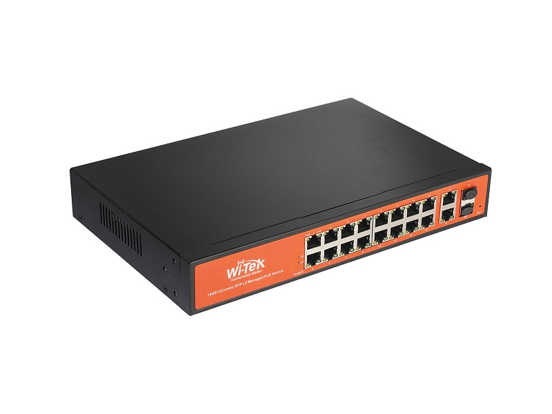 Коммутатор PoE Wi-Tek WI-PCES320GFH 16GE+2GE+2SFP 1Gbps