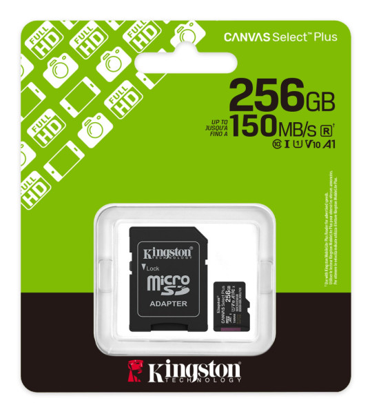 Kingston Canvas Select Plus microSD 256 gb Class 10 100MBS
