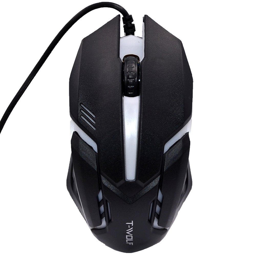 Игровая мышь T-WOLF V1 с RGB-подсветкой — проводная, USB, 1200 DPI, эргономичная
