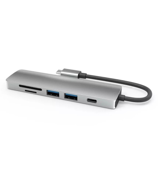 6 в 1 USB-C хаб JustLink с 4K HDMI, USB 3.1, SD/TF кардридером и PD-зарядкой