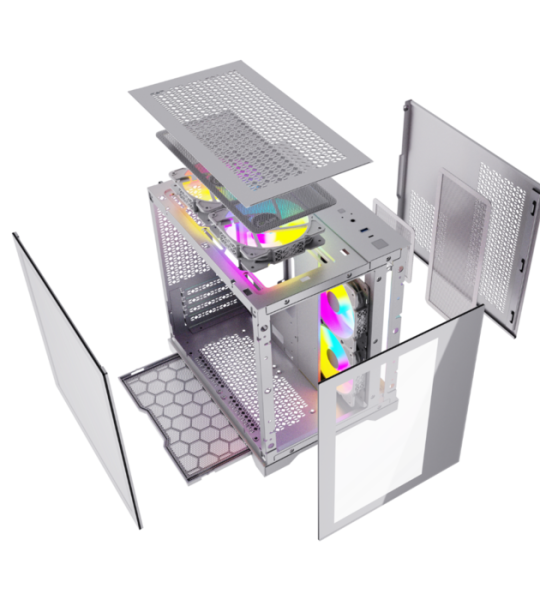 Корпус Vision Micro CVBM-L4 / CVWM-L4 Mini-Tower mATX с 4 LED вентиляторами и стеклянными панелями