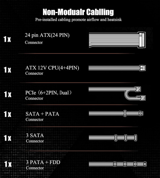 KP700 80 Plus Non-modular 700W black Gaming PSU