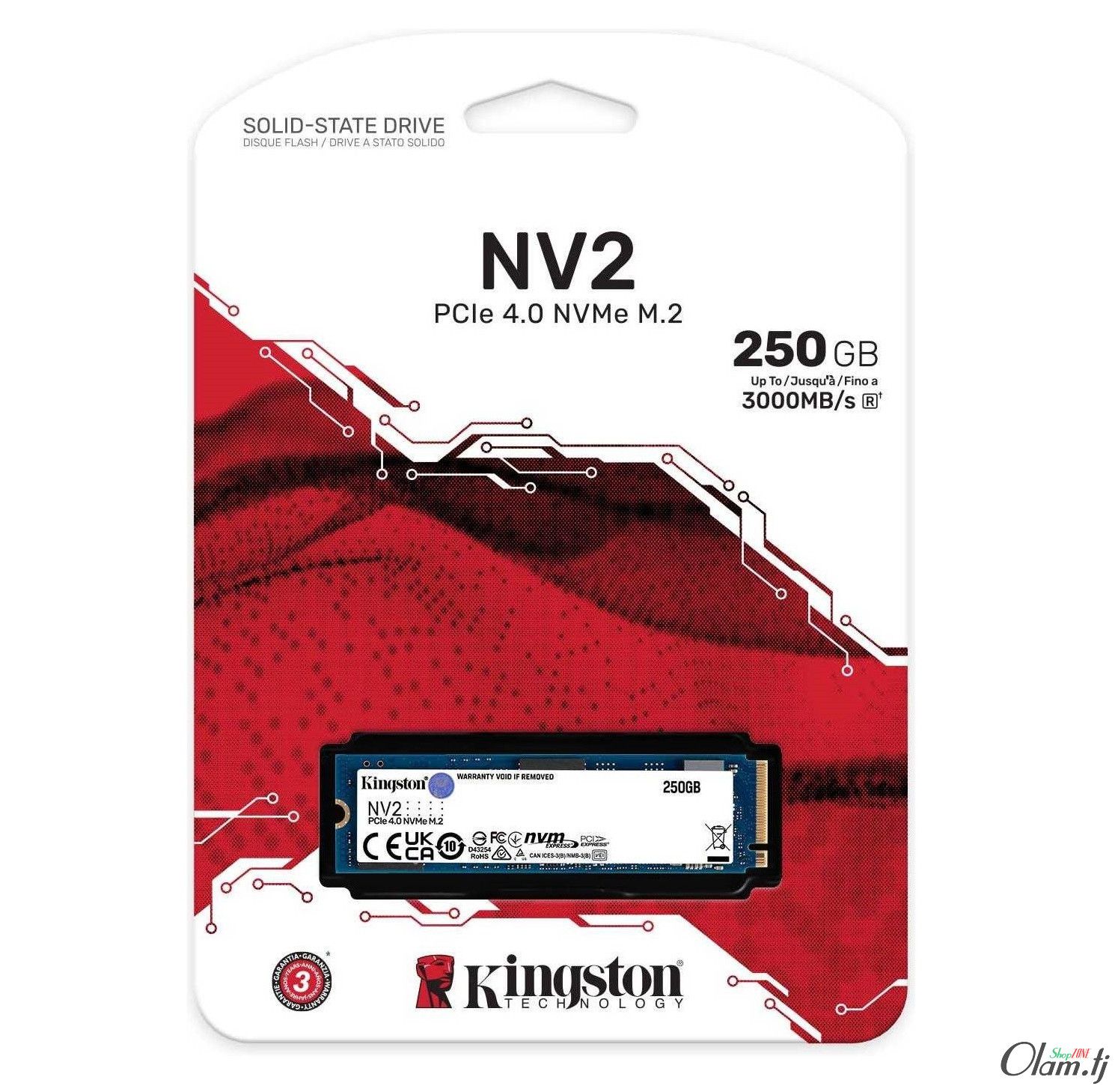 Kingston NV2 250 ГБ NVMe M.2 2280 PCIe 4.0 / до 3000/1300 МБ/с