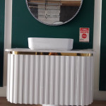 Тумба с раковиной 1721 (100x45 см) Белая радиальная