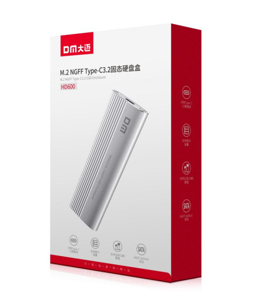 Кейс для M.2 SATA SSD DM M.2 SSD (31-1) – USB 3.2 Type-C, алюминиевый