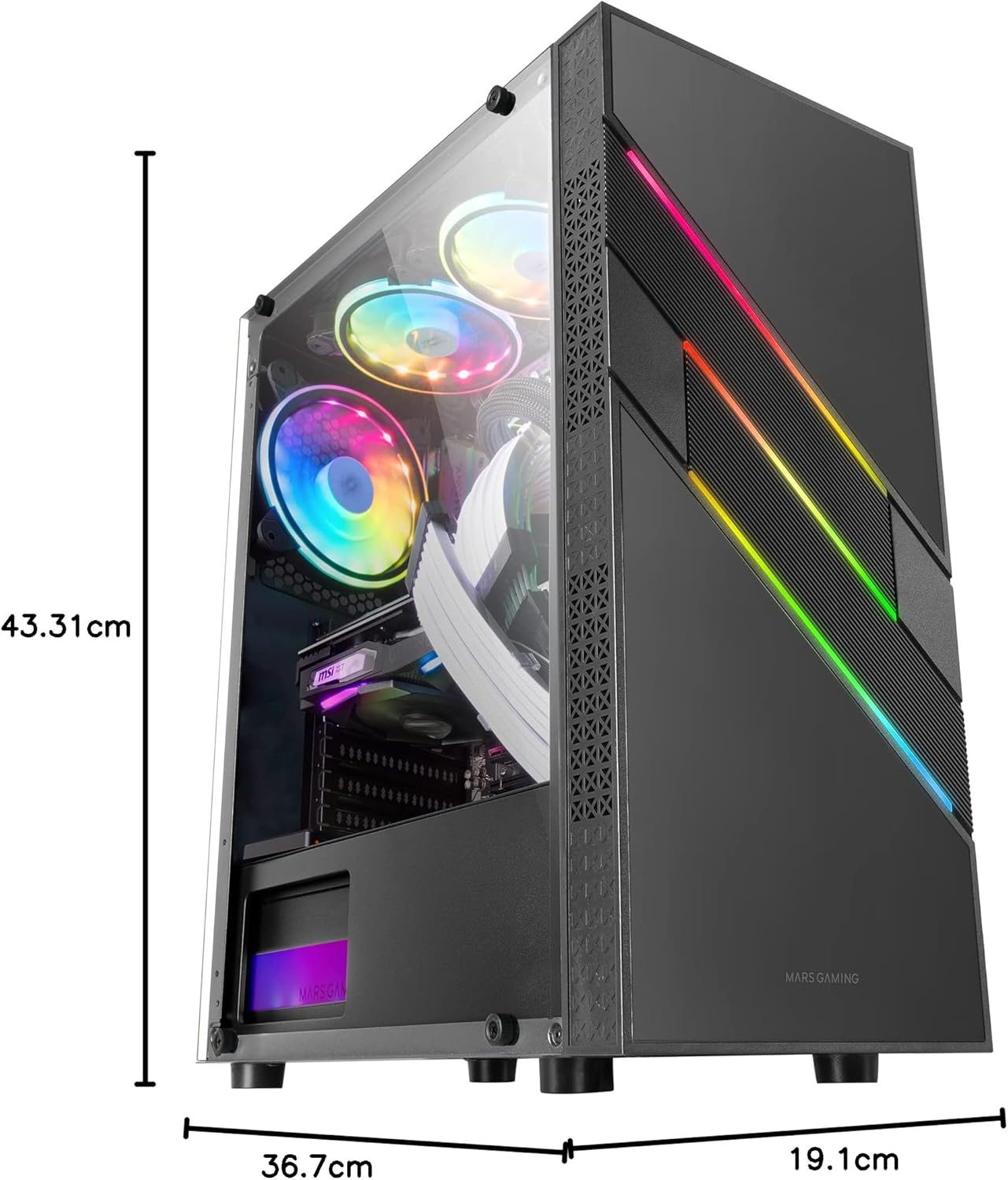 Mars Gaming MC-U3 Black and White: корпус для ПК формата ATX XL с тройной подсветкой ARGB, 12-см (MCU3)