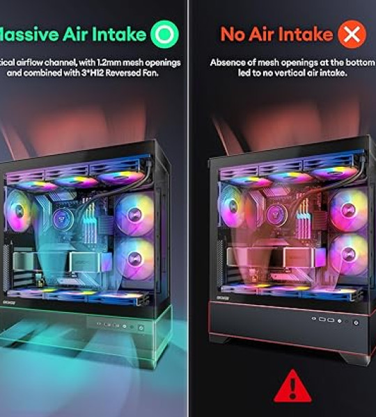 Корпус для ПК ATX Mid Tower, Aqua 7, предварительно установленный вентилятор 6 × 120 мм PWM ARGB