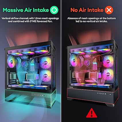 Корпус для ПК ATX Mid Tower, Aqua 7, предварительно установленный вентилятор 6 × 120 мм PWM ARGB