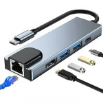 Док-станция USB-C 5 в 1 с HDMI, RJ45 и USB 3.0 — расширение для ноутбука с зарядкой до 60 Вт