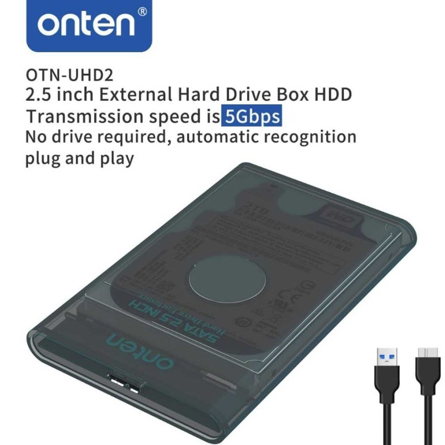 Корпус для жесткого диска Onten OTN-UHD2 2.5 USB 3.0, внешний SATA адаптер для HDD/SSD до 5TB