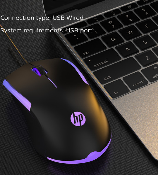 Мышь HP USB Optical Gaming M160 с подсветкой, проводная, 1200 DPI, универсальная, для ПК и Mac