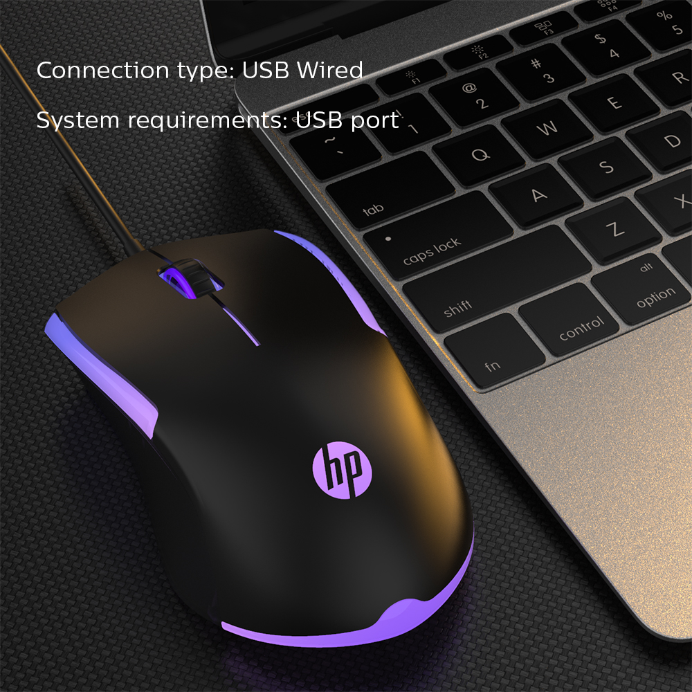 Мышь HP USB Optical Gaming M160 с подсветкой, проводная, 1200 DPI, универсальная, для ПК и Mac