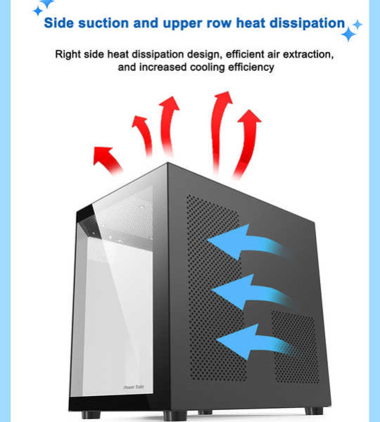 Современный двухкамерный панорамный корпус для игрового компьютера Mid-Tower ATX