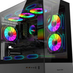 Корпус для ПК ATX Mid Tower, Aqua 7, предварительно установленный вентилятор 6 × 120 мм PWM ARGB