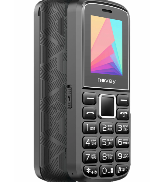 Novey 102 Plus — Кнопочный Телефон с Двумя SIM-Картами, Двойным Фонарем и Диктофоном, 1050 мА·ч, Черный