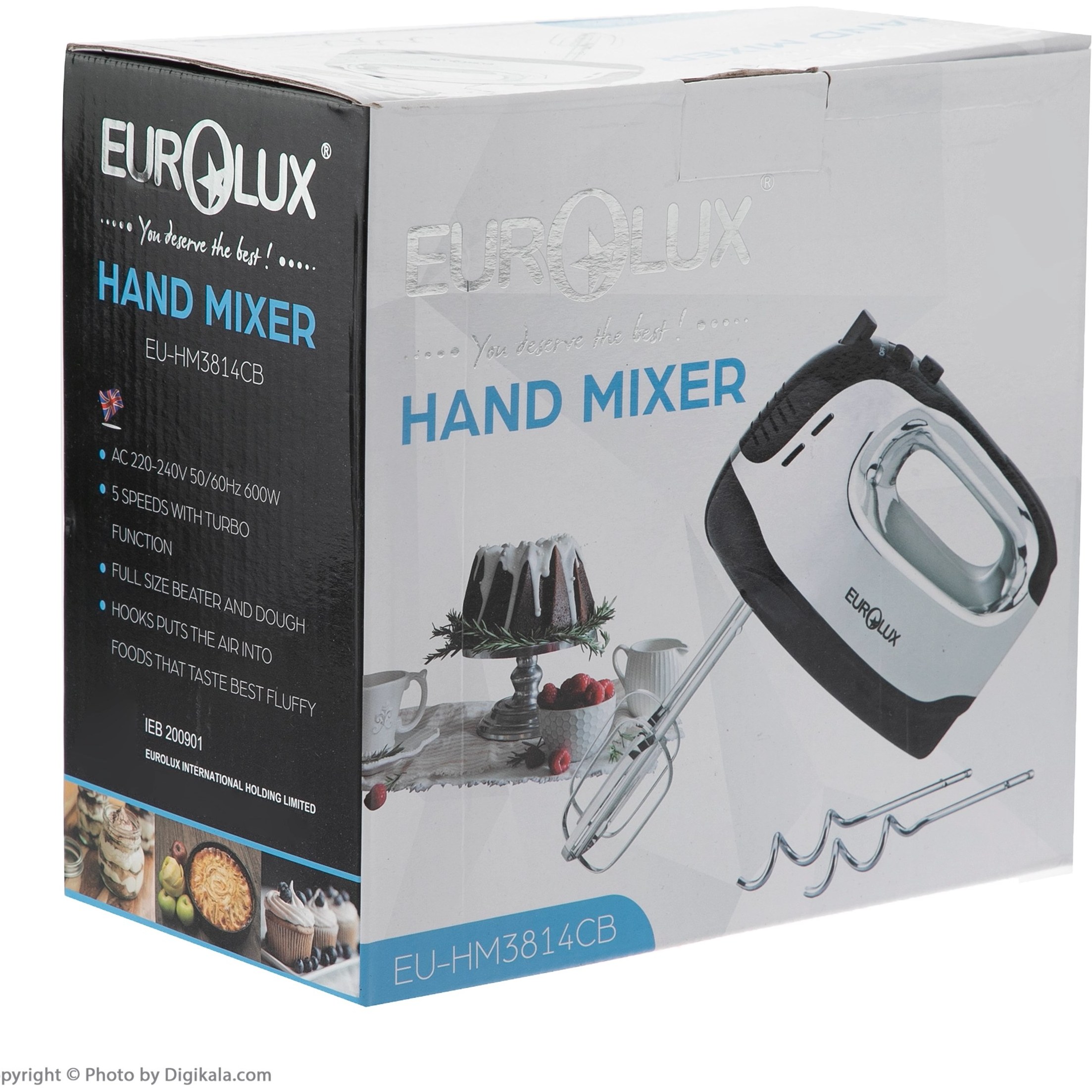 Ручной миксер Eurolux EU-HM3814CB – мощность 600 Вт, 5 скоростей, турборежим, стальной корпус